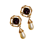 Gilded Amethyst Glazed Pearl Earrings