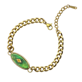 Stress Relief Oval Aventurine Gemstone Pendant Chain Bracelet