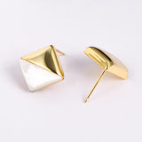 Rhombic White Mother-of-Pearl Stud Earrings