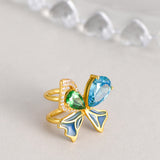 Colorfu Zirconia Butterfly Clip Earrings