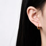 Gold plated geometric oval hoop earrings