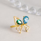 Colorful Zirconia Butterfly Adjustable Size Rings