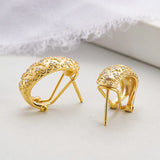 Geometric Diamonds Brushed C-Shaped Zirconia Clip Earrings