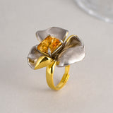 Golden Blossom Citrine & Amethyst Ring