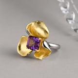 Golden Blossom Citrine & Amethyst Ring