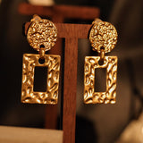 Antique Gold Square Ear Clips