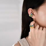 Colorfu Zirconia Butterfly Clip Earrings