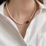 Cubic Zirconia Pendant Pearl Beaded Necklace