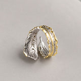 Peaceful Feather Zirconia Adjustable Ring