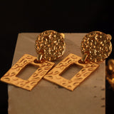 Antique Gold Square Ear Clips