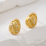 Gold-plated Egg-shaped Earrings