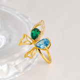 Colorful Zirconia Butterfly Adjustable Size Rings