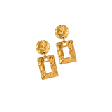 Antique Gold Square Ear Clips