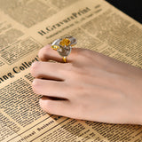 Golden Blossom Citrine & Amethyst Ring