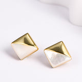 Rhombic White Mother-of-Pearl Stud Earrings