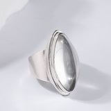 Women's White Crystal Sparkling Adjustable Ring