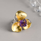 Golden Blossom Citrine & Amethyst Ring