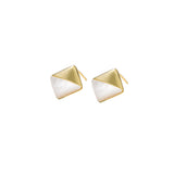 Rhombic White Mother-of-Pearl Stud Earrings