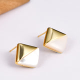 Rhombic White Mother-of-Pearl Stud Earrings