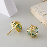 Geometric Twisted Green Quartz Earrings